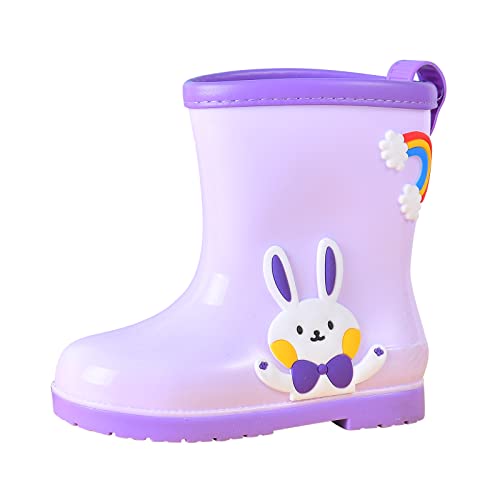 sfdgfhyf Unisex-Child Kids' Rain Boot Children Cute Cartoon Fashion Non Slip Rain Boots Soft Bottom Fashion (Purple, 8.5 Toddler)
