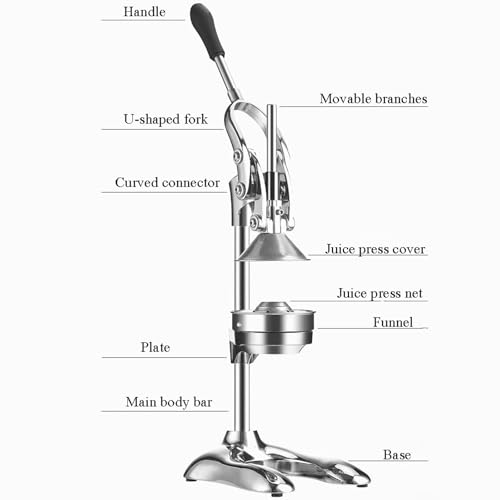 Estrattore manuale per succhi in acciaio inox, spremiagrumi a mano con struttura triangolare e trave trasversale, facile da pulire, per uso domestico e commerciale
