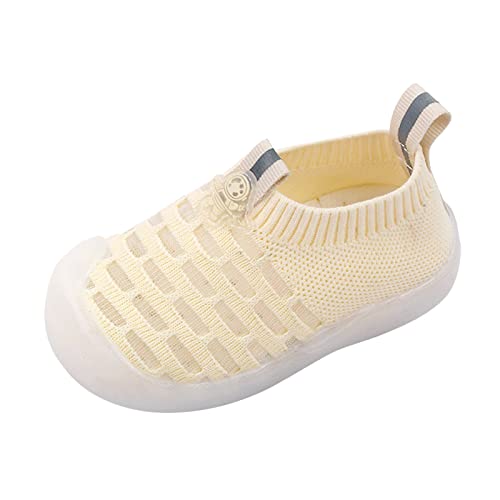 Toddler Floor Shoes Cute Child Boy Girl Walking Shoes Infant Non Slip First Walking Shoes Breathable Mesh Shoes (1-Yellow, 15)