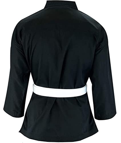 mmasport Cotton Karate Kimono 230 g 8 oz Martial Arts Uniform, Black, 1 /140 cm - Image 2