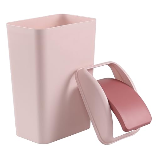 Caneca de basura rectangular rosa plástico 14 litros