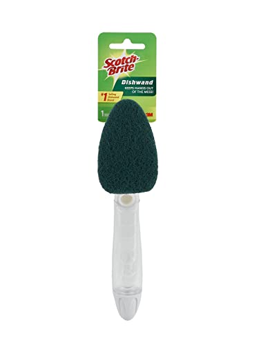 Image of 3M Scotch-Brite Soap-Dispensing Dishwand, 2.5 X 9.5, Yellow /green, 4 /carton