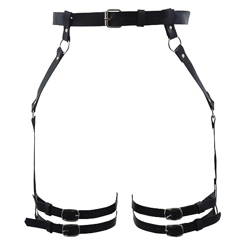 Men's PU Leather Thigh Harness Belt - Adjustable Leg Garter, Punk Body Harness For Festival, Rave, Club Costume