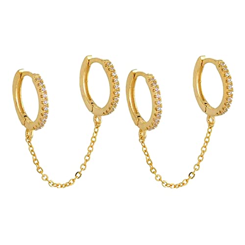 Petites boucles d'oreilles créoles anti-allergie en argent pour habiller deux piercings
