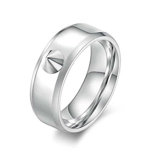 Sumpgle Anillo modelo de remache de acero de titanio Anillo de punta de metal simple Joyería de hip hop para hombres y mujeres