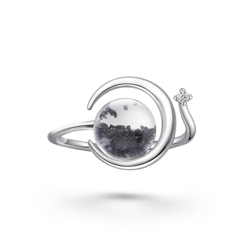 Authentic Lunar Crescent Series Ring (From Lunar Meteorite NWA 11788) - Sterling Silver Statement Ring for Men and Women Jewelry