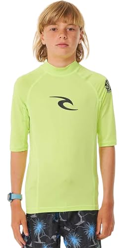 Rip Curl Boys' Brand Wave UPF 50 Short Sleeve Rashguard, Green