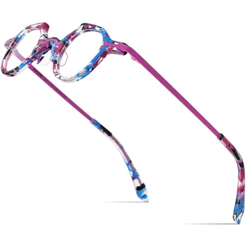 Image of HEPIDEM Acetate Glasses Frame Alloy Temple Men Small Retro Round Eyeglasses Women Optical Spectacles