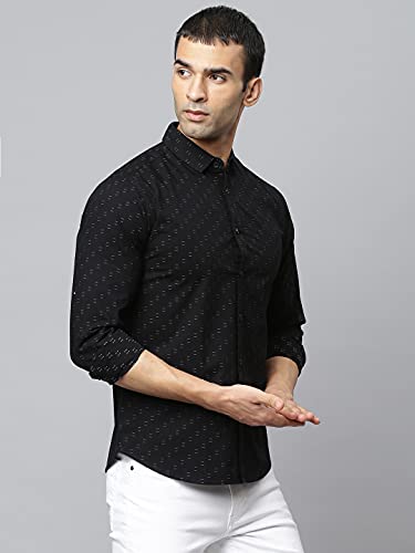 Image of Dennis Lingo Men's Dobby Print Slim Fit Cotton Casual Shirt