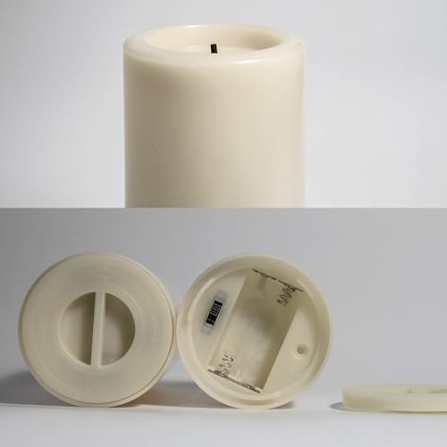 Image of CANDLE CHOICE Outdoor Battery Operated Flameless Candles with Remote Timer Waterproof Flickering Plastic Electric LED Pillar Lights for Lantern Patio Garden Wedding Party Decorations D3 inchxH5 inch 2 PCS