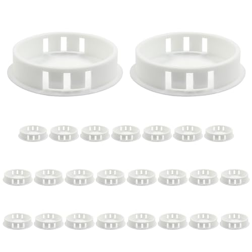 Image of 50PCS 1 Inch / 25mm Hole Plugs, Plastic Flush Type Hole Plugs Snap in Locking Hole Tube, Furniture Fencing Post Pipe Insert End Caps (White)