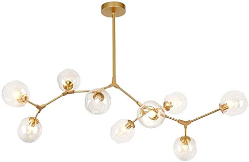 AMNOUR Chandelier E27 Nordic Glass Ball Chandelier Adjustable Height,Matte Black Sputnik Chandelier,E26 Metal Hand Blow Branches Pendant Light,79" Mid Century Globe Light Fixtures