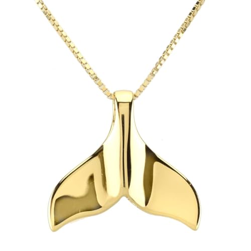 Collar Colgante Plata de Ley 925 Chapado en Oro Amarillo Cola de Ballena Animal (Lunghezza...