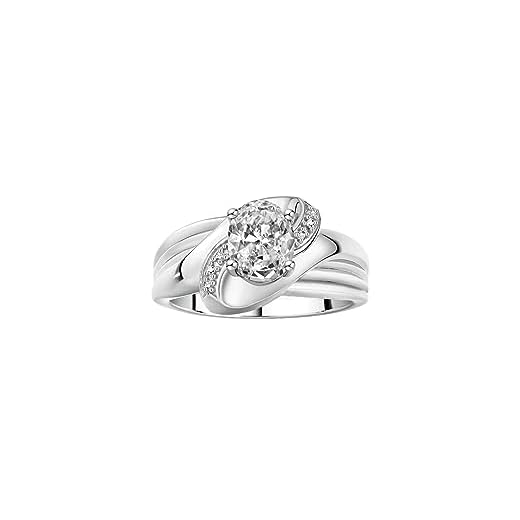 RYLOS Ringar för kvinnor 14K vitguld ring oval 9 x 7 mm ädelsten och äkta diamanter klassisk design färg stensmycken för kvinnor guldringar för kvinnor diamantringar för kvinnor storlek 5,6,7,8,9, 10, Topas,