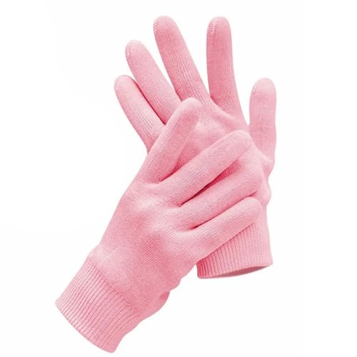Pinkiou Moisturising Gloves for Dry Hands Overnight Hand moisturising Gloves Cotton Silicone Gel Inside for Moisturizing Softening (Pink)