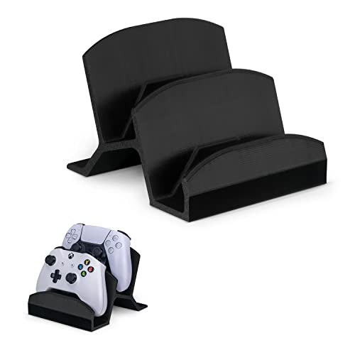 Image of BRAINWAVZ Dual Game Controller Holder Desktop Stand - for PS5, Xbox Series X, One, PS4, Switch, PC, Gamepads & More UGDS06, Black
