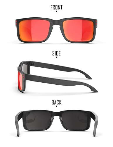 Ensky Calyra Square UV Protection Sun Glasses Polarized Etched Sunglasses for Men Women, Driving, Fishing, Cycling, Running - Scarlet Red3