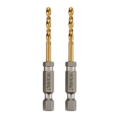 DEWALT Drill Bit Set 1/8 2-pc Titanium Nitride Coated Tapered Core for Optimum Durability (DD5108T)