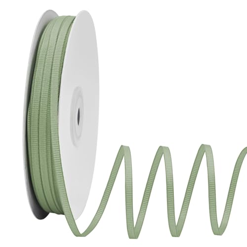 Ribreeze 1/8 inch Dusty Sage Green Grosgrain Ribbon 100 Yards Thin Ribbon for Gift Wrapping Weddings DIY Floral Decor Sewing & More