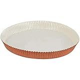 Optima Round Paper Baking Mold 9-1/2' Bottom Diameter x 1-1/8' High, All Natural, Disposable, Recyclable, Microwave Oven Safe, Freezable, Non-Stick Pan - Ideal for Baking Tart and Quiche (Pack of 25)