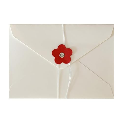 封筒 綴じ紐付き 10枚 【ホワイト×フラワー】 161×114mm 厚手 茶 白 ハトメ 封緘 招待状 結婚式 挨拶状 ラブレターかわいい おしゃれ