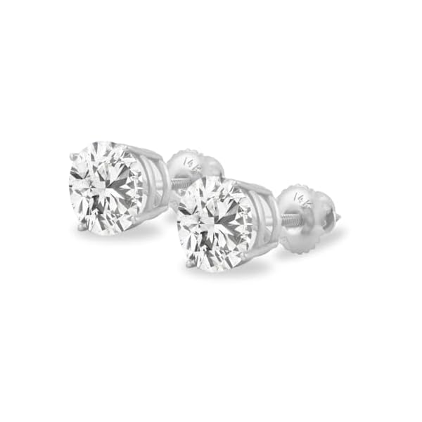 14K Solid Gold Lab Grown Moissanite Round 4-Prong Stud Earrings for Women | White & Yellow Gold | Push Back & Screw Back | Hypoallergenic | Made in USA | Gift for Her | By Adora Fine Jewelry - Image 4