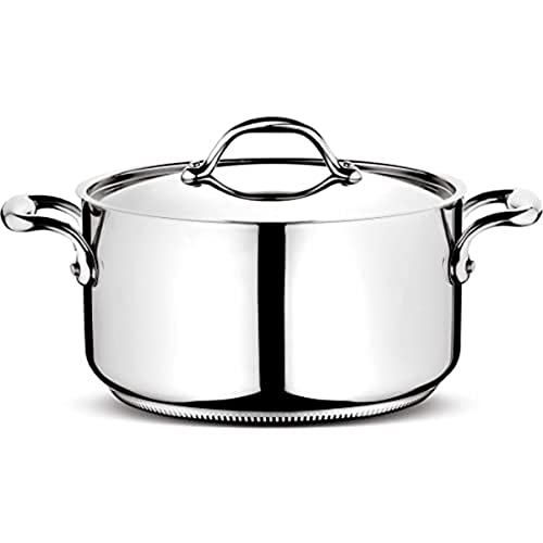 Lagostina Accademia Lagofusion Casserole with 2 Handles and Lid, Stainless Steel, Silver, 16 cm
