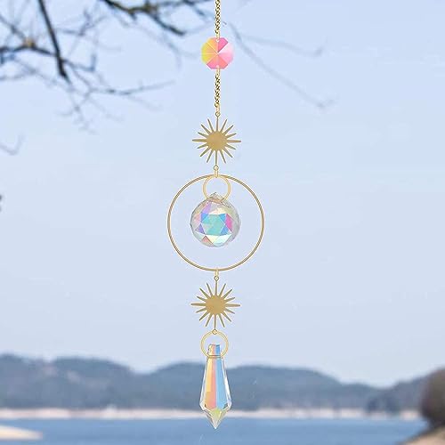 Sunflower Wind Chimes Pendant Metal Sun Catcher Window Windchimes Hanging Ornaments Home Outdoor Yard Garden Decoration Ornament (Color : Gold-S)