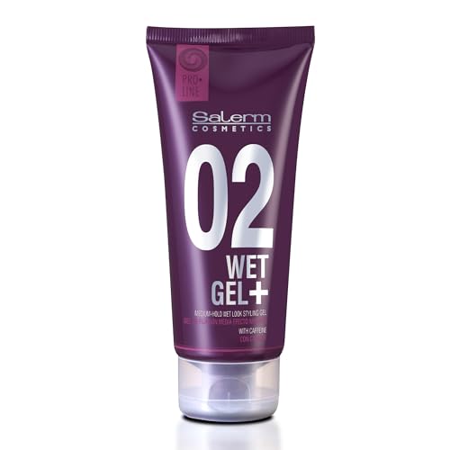 SALERM - Gel Fijador de Pelo - Pro Line Wet Gel + 02-200ml - Fijación Media - Efecto Mojado - con Cafeína y Resinas Fijadoras - No Deja Residuos - Efecto Antioxidante y Energizante - Secado Rápido