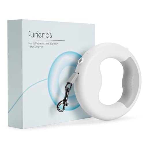 Furiends - Retractable Wearable Dog Leash with Bright LED Light | Rechargeable with Type C, DONUT Shape, 10 ft Traction Rope and Quick Brake – (for Small and Medium Furry Friends Up to 40 LBS) – White