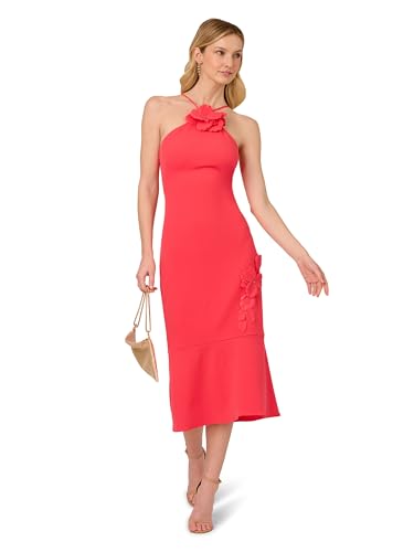 Adrianna Papell Women's 3D Flower Halter Midi Dress4