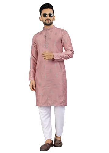 Pyjama Kurta homme ample et léger vêtement de fête brodé en soie viscose