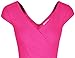 MUXXN Women's Vintage Midi Short Sleeve V Neck Bodycon Business Wear to Work Office Sheath Pencil Dress Hot Pink S