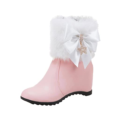 Women's Wedge Ankle Booties Side Zipper Outdoor Fur Lined Warm Winter Boots Comfortable Shoes for Women