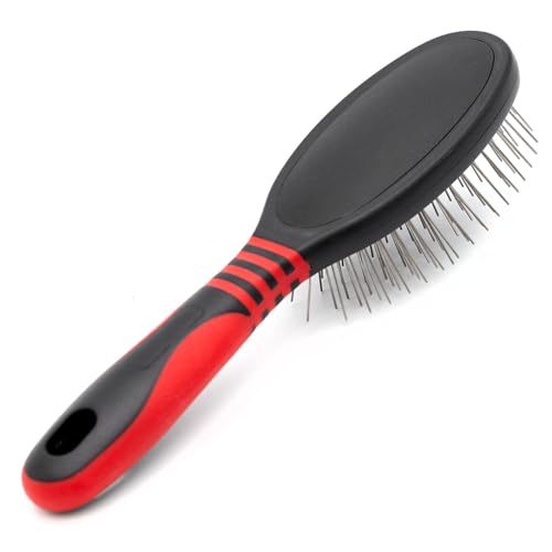 Image of Jeffers Pet Single Sided Pin Brush for Dogs Cats Horses, Patented Pin Pad, Durable Bristles, Detangling Grooming Brush for Medium to Long Hair, Smooth Finish, Tangle Free Coat, Travel Size - Medium