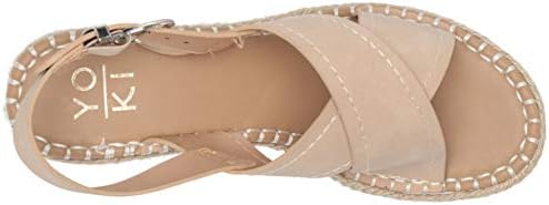 YOKI-JACKIE-05 Women's Platform Espadrille Wedge Sandal With Criss Cross Straps On Shoe Upper, Beige, 10 M US | Image 4