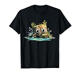 Tocón de árbol Kawaii con Ojos Grandes Estanque de Bosque Camiseta