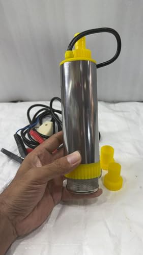 Image of 12V 165W 54MM Submersible Diesel, Urea Solution Oil Water Transfer Mini Portable Pump with Filter for Refilling Cans Automotive, Farm & Marina Use, Lift 7-9Mtr Flow 40-60 L /min with 3 Outlet Nozzle