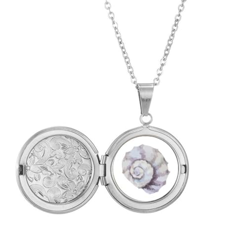 Collier médaillon escargot et vie marine illustré pour femme