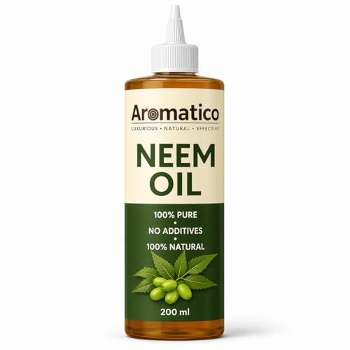 Image of AROMATICO Cold Pressed Neem Oil for Hair & Scalp Health - Neem Hair Oil for Dandruff, Scalp Itching & Hair Growth | Also for Skin Care & Plants | 200ml