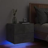 cozihabi comodino per adulto a parete con luci led grigio cemento 50x39x41 cm legno di ingegneria moderna unità comodino galleggiante camera da letto notte materiale facile da pulire