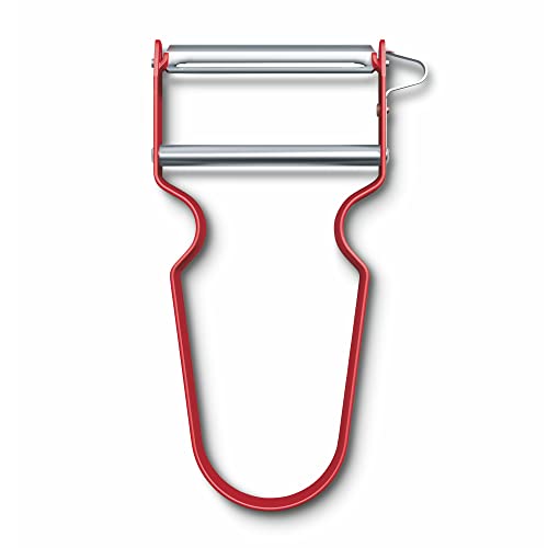 Victorinox REX Sparschäler, für Obst, Gemüse, Extra Scharf, Gerader Schliff, Aluminium, rot