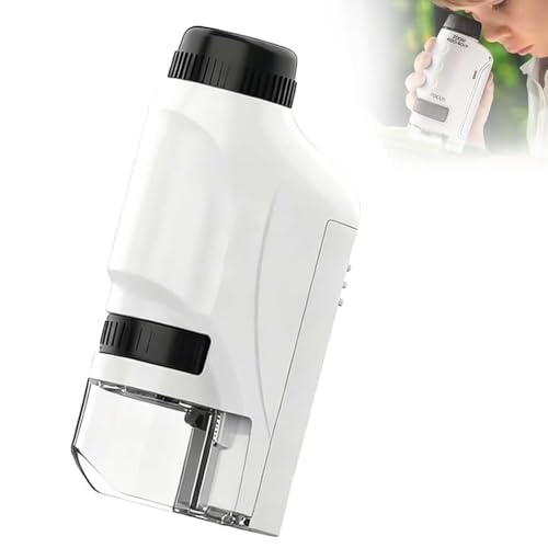 Image of Mini Microscope, 2026 New Pocket Microscope for Kids, Portable Handheld Kids Microscope Mini Scope Educational Science Kits with LED Light 60X-120X (White)