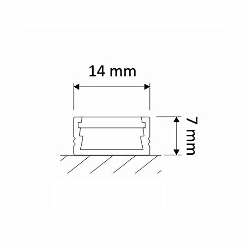 DL1407 - Perfil de aluminio 6063, 10 m, 5 barras de 2 m, para tiras LED, con cubierta opaca, tapas y grapas de montaje incluidas