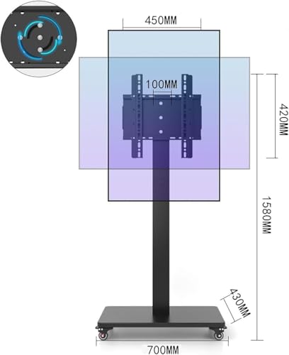 Soporte Móvil para TV de 32 a 65 Pulgadas con Ruedas y Rotación 360° miniatura 2