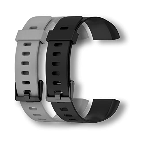 Meyaar Silicon Strap Band Only Compatible with Realme Band (Not For Any other Brand Watch) : (Tracker Not Included) (Strap Only) (Black + Grey (2 Pack))
