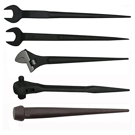 16" Adjustable Spud Wrench & Dual Ratchet Spud & 2-pc Iron Worker & 10" Bull Pin