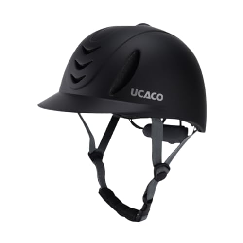 QSTDGVPW Casco de Equitación para Hombre Y Mujer - Casco Ligero Y Ajustable para Montar, Negro Completo