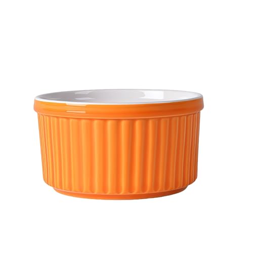Ramekins 6oz Oven Safe, Souffle Ramekins, Ramekin Bowls, Creme Brulee Souffle Dishes(Orange,Set of 1)
