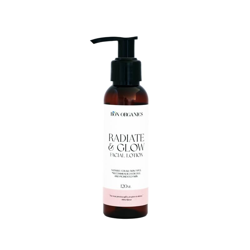 BONORGANICS Radiate & Glow Organic Facial Lotion | Handmade Moisturizer with Fruit & Botanical Extracts | Lightweight Daily Skincare for All Skin Types (120ml)-image-3